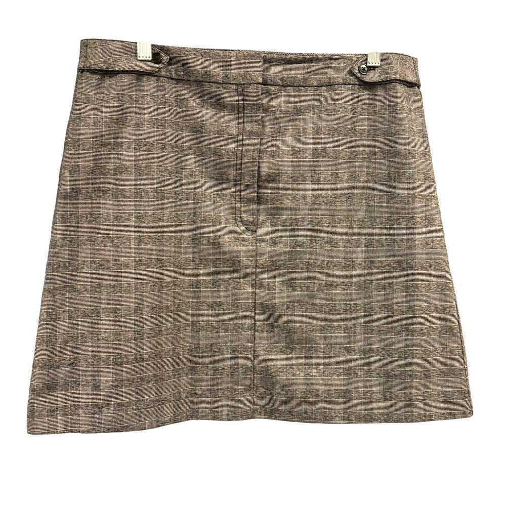 VTG 90s Tweed Plaid Mini Skirt Grunge Brown Gray Banana Republic, Size 12